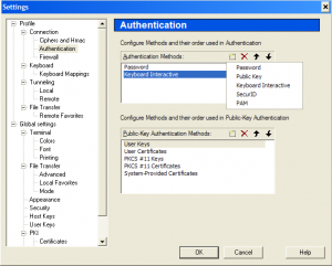 F-Secure SSH Client Authentication screen